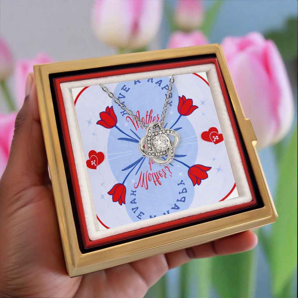 Have a Happy Mother's Day with Love Knot Necklace and Preserved Red Rose