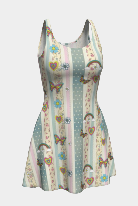 Cottagecore Pastel Stripes Short Flared Dress