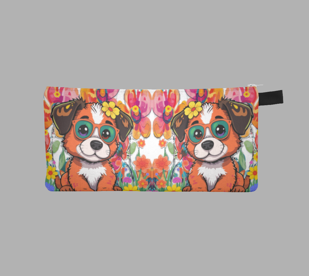 Whimsical Dog with Glasses Pencil Case