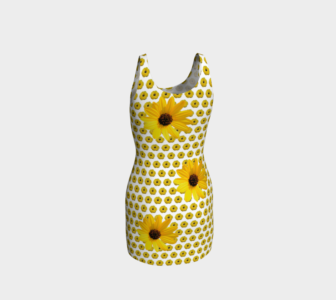 Yellow Flowers and Roses Mini Bodycon Dress