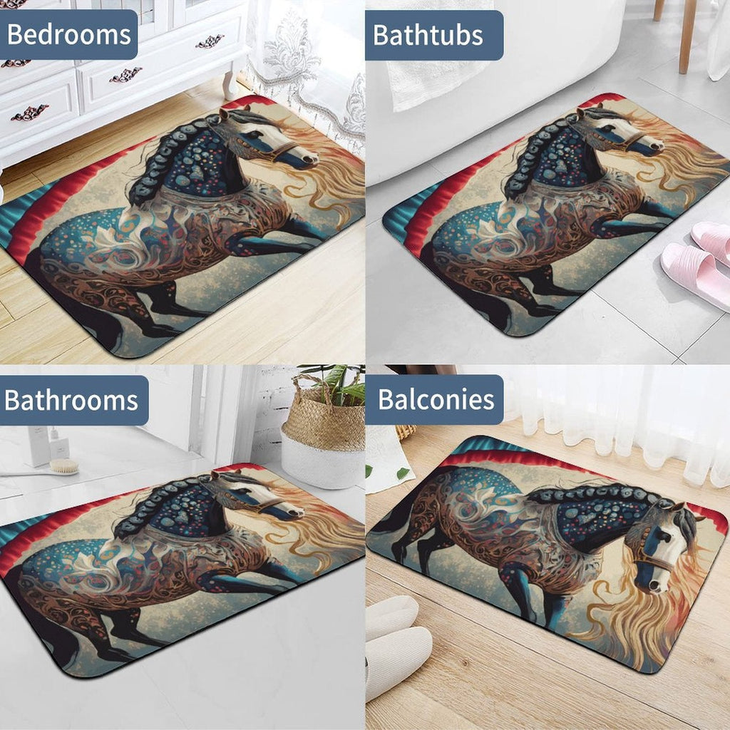 Bejeweled Horse Design Diatomaceous Earth Bath Mat 35.4" x 23.6" | Ships from USA
