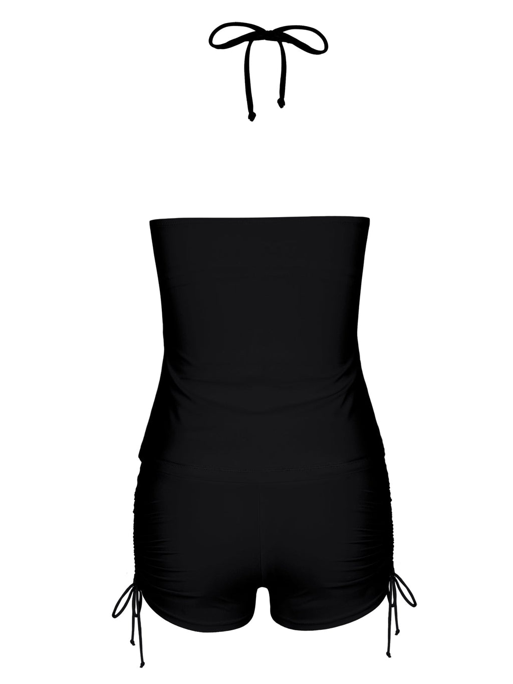 Cute Black Puppy Tankini Swimsuits with Shorts for Women (Front Printing)