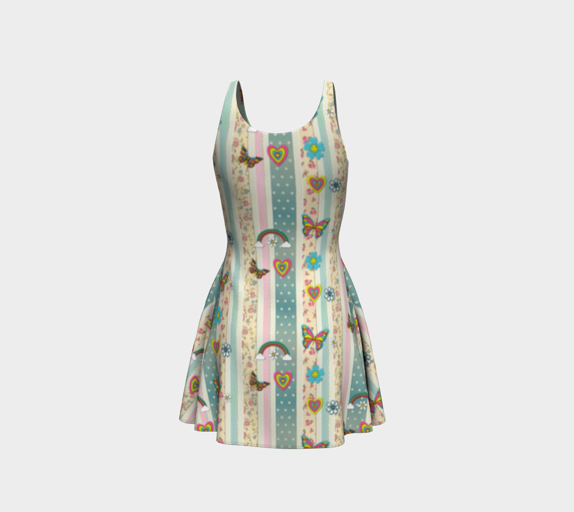 Cottagecore Pastel Stripes Short Flared Dress