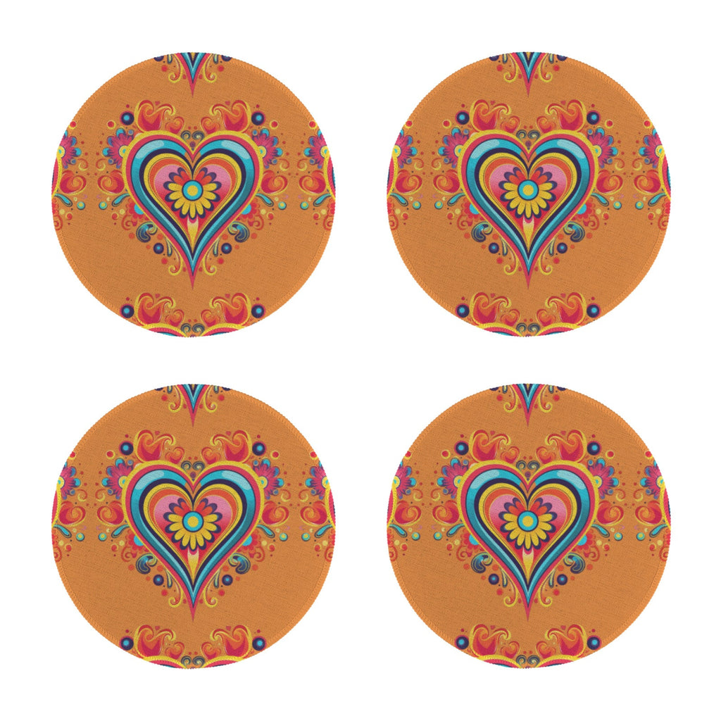 1970s Heart Custom Round Placemat - 4 pack (Made in USA)
