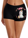 Baby Unicorn with Pink Roses Boxer Brief Boyshorts for Women (Made in USA)