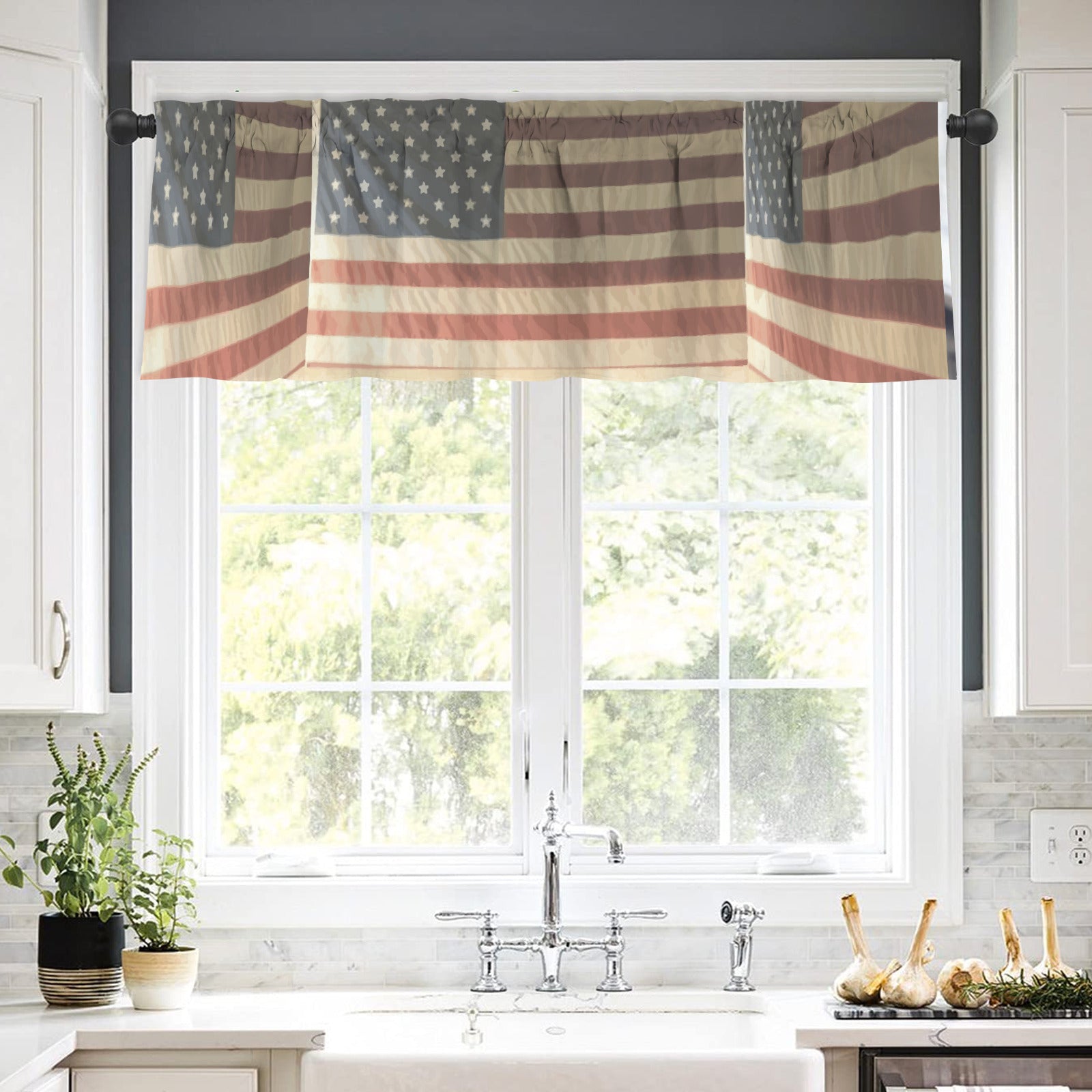 3d USA Flag Window Curtain Valance - 60"x18"