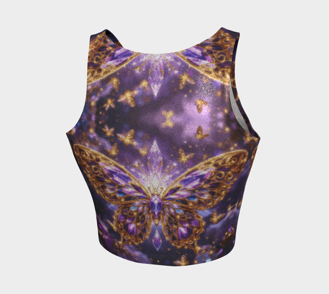 Crystal Purple Butterflies Athletic Crop Top