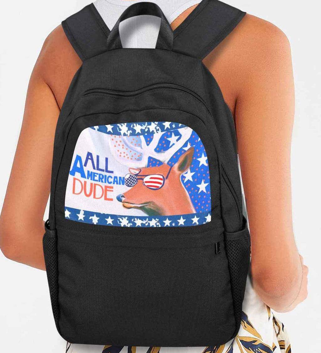 All American Dude with Deer Printed Casual Backpack | Upper Part Printing