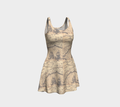 Old World Map Beige Sleeveless Short Flared Dress