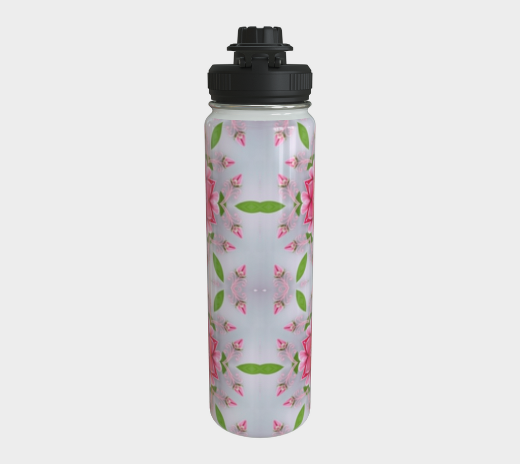 Silver and Pink Star Pattern 24 oz Stainless Steel Water Bottle with Twist-off Cap