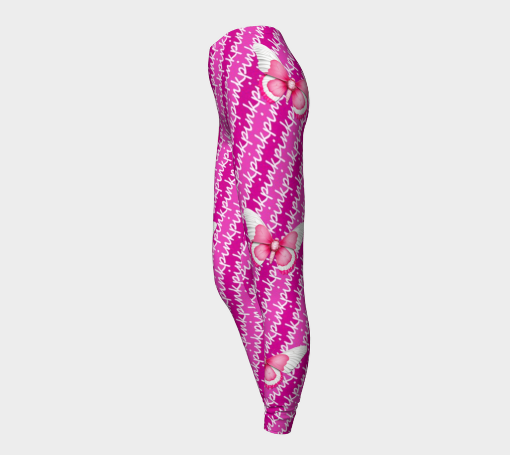 Pink Text and Butterflies Long Leggings