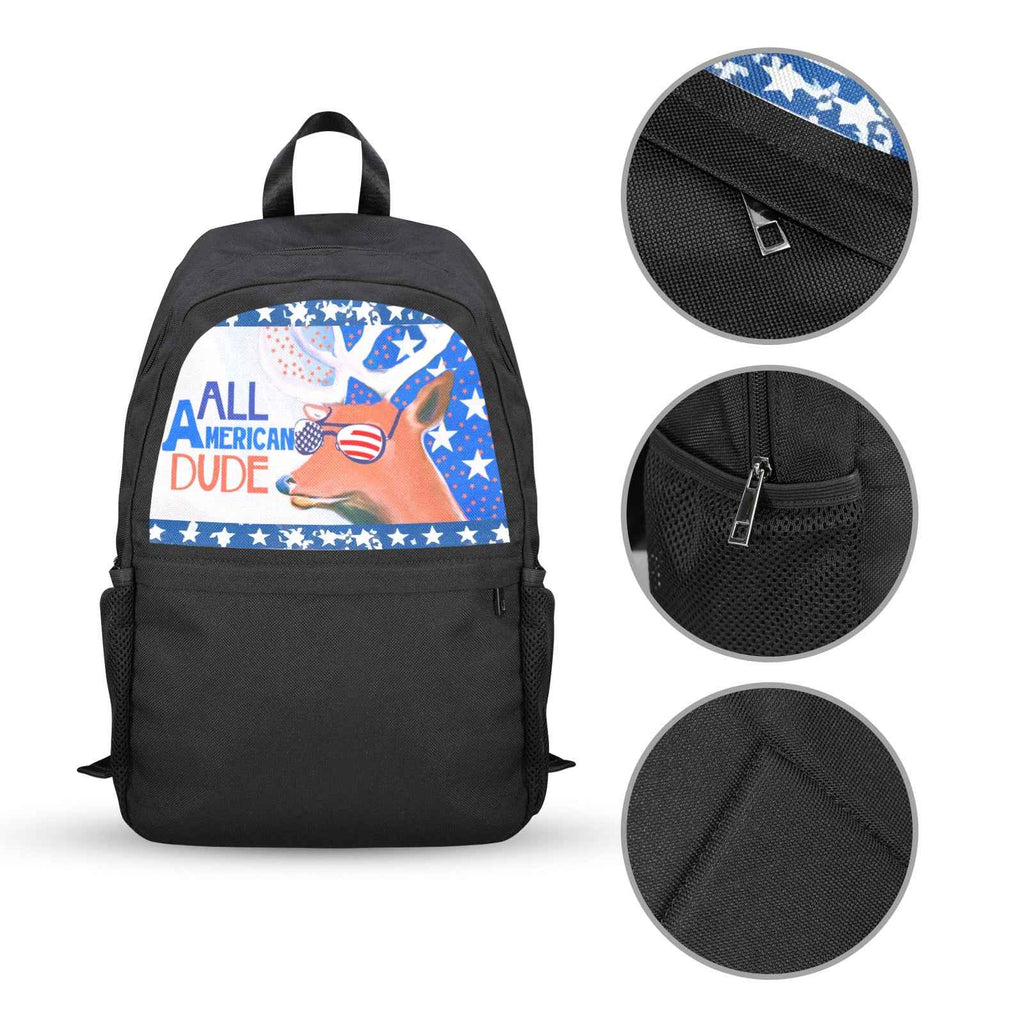 All American Dude with Deer Printed Casual Backpack | Upper Part Printing