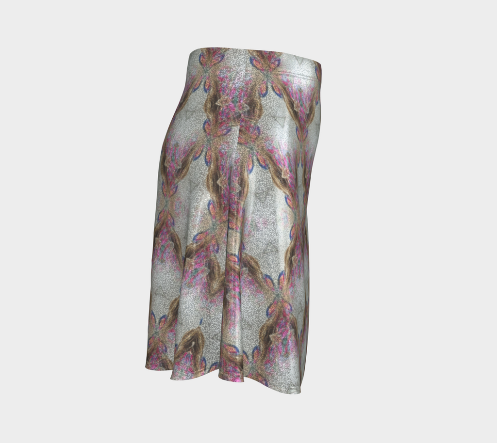 Pink and Gold Pattern Glitter Flared Skirt