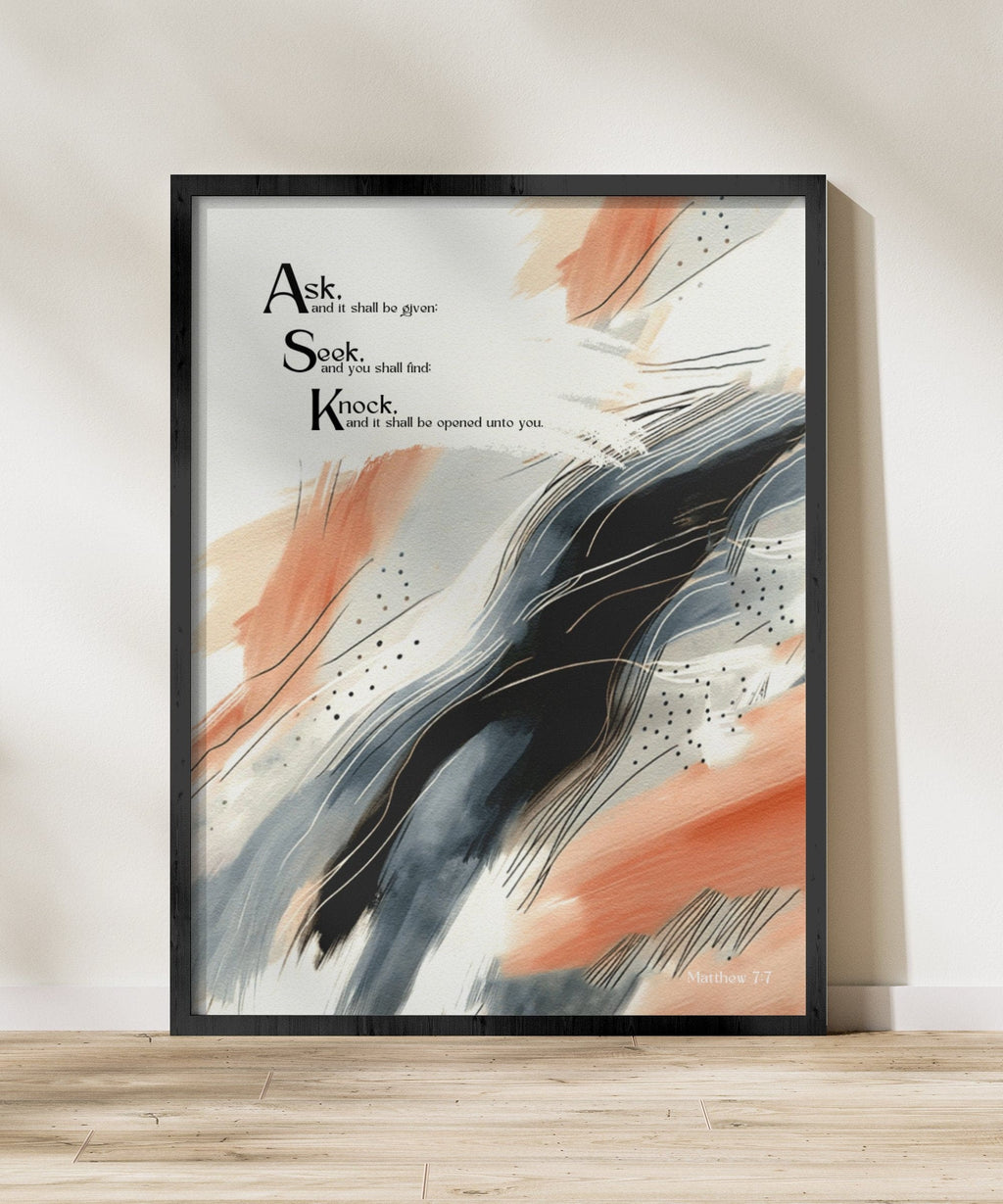 Wall Decor - Giclee Poster Art Print - Ask Seek Knock - Modern Wall Decor