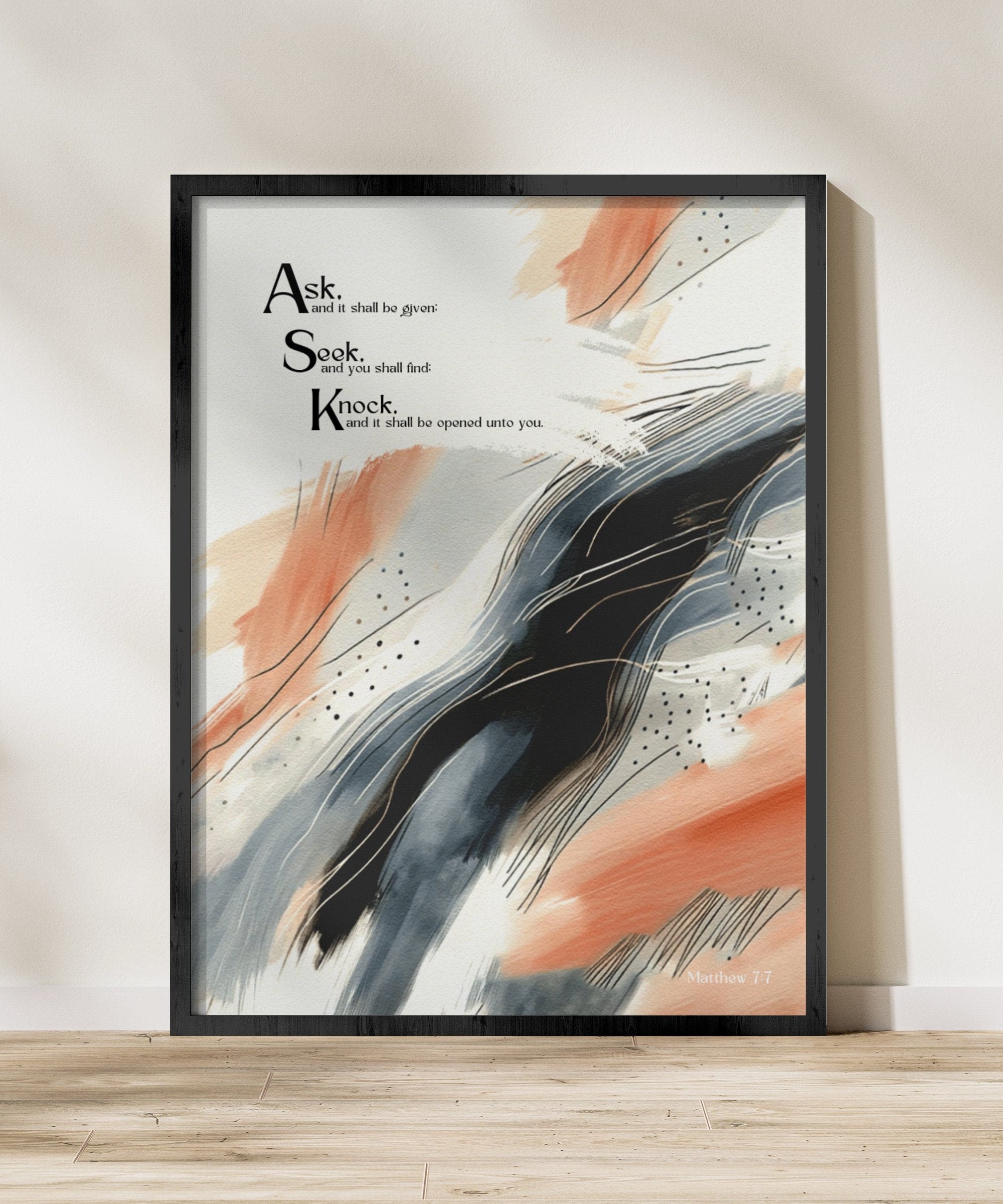 Wall Decor - Giclee Poster Art Print - Ask Seek Knock - Modern Wall Decor