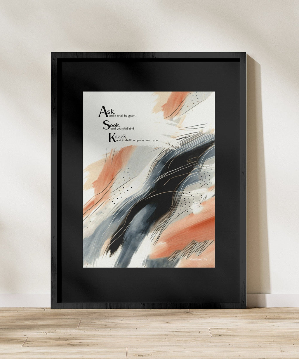 Wall Decor - Giclee Poster Art Print - Ask Seek Knock - Modern Wall Decor
