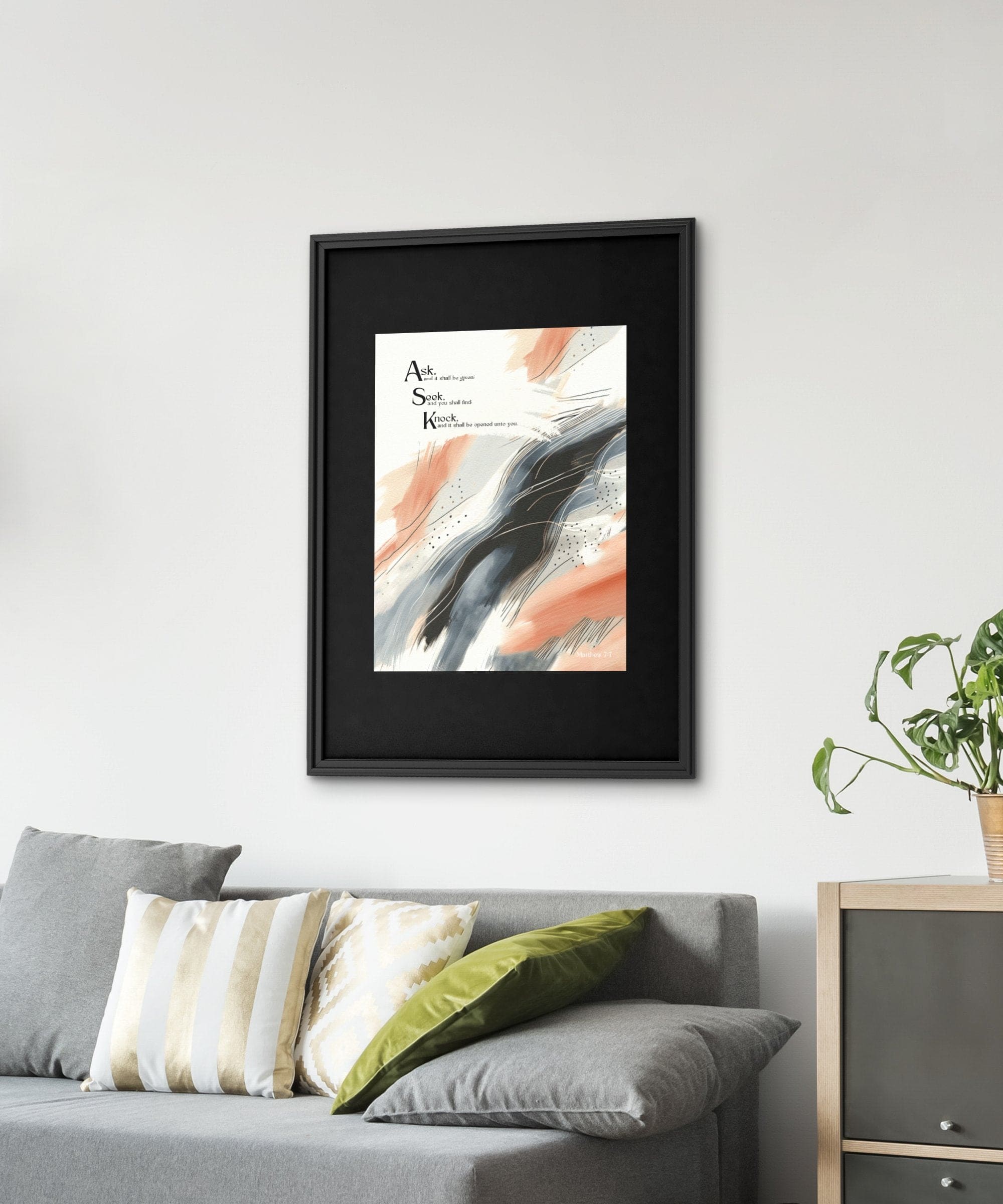 Wall Decor - Giclee Poster Art Print - Ask Seek Knock - Modern Wall Decor