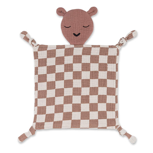 100% Muslin Lovey - Rosewood Checker Parker Baby Co.