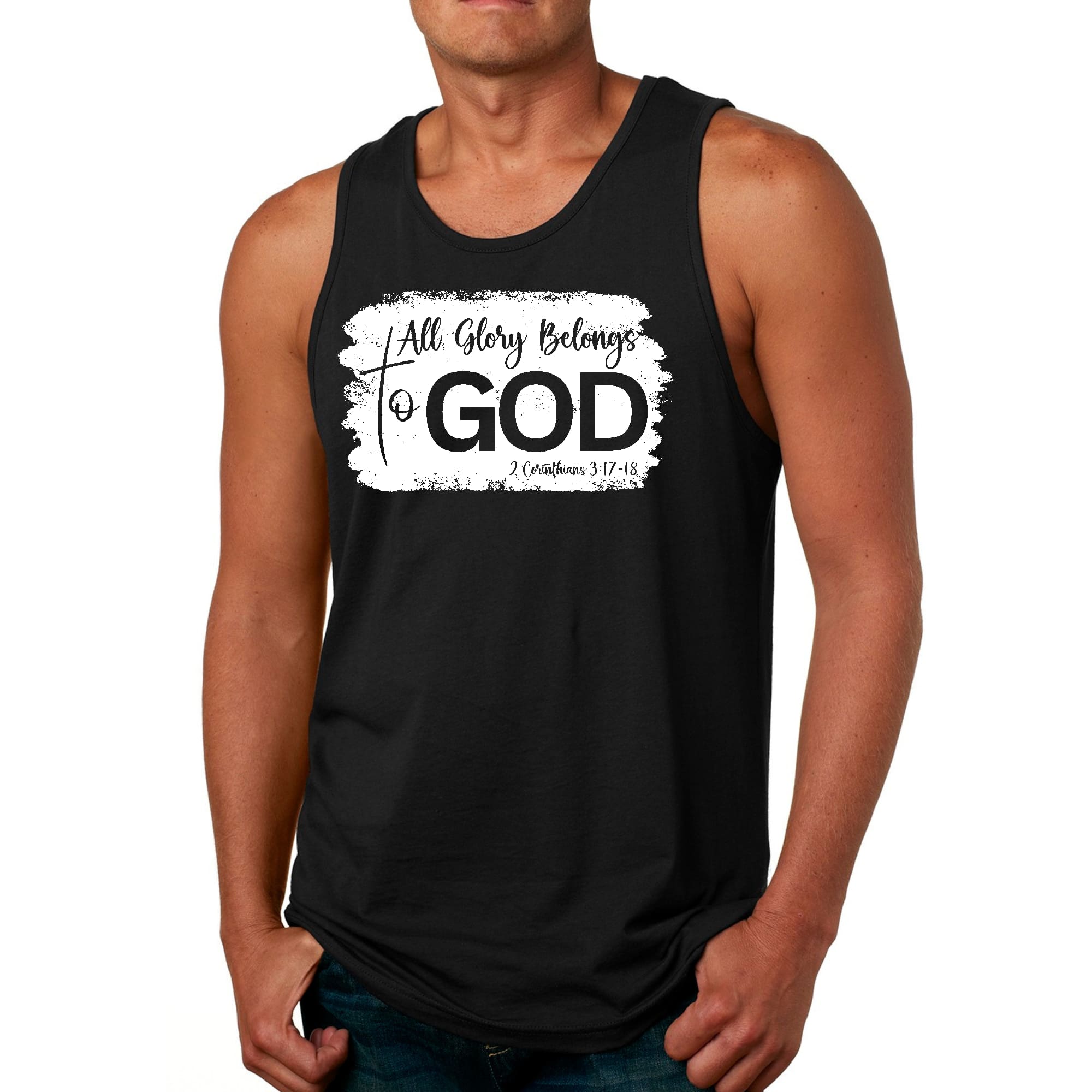 Mens Fitness Tank Top Graphic T-shirt All Glory Belongs to God