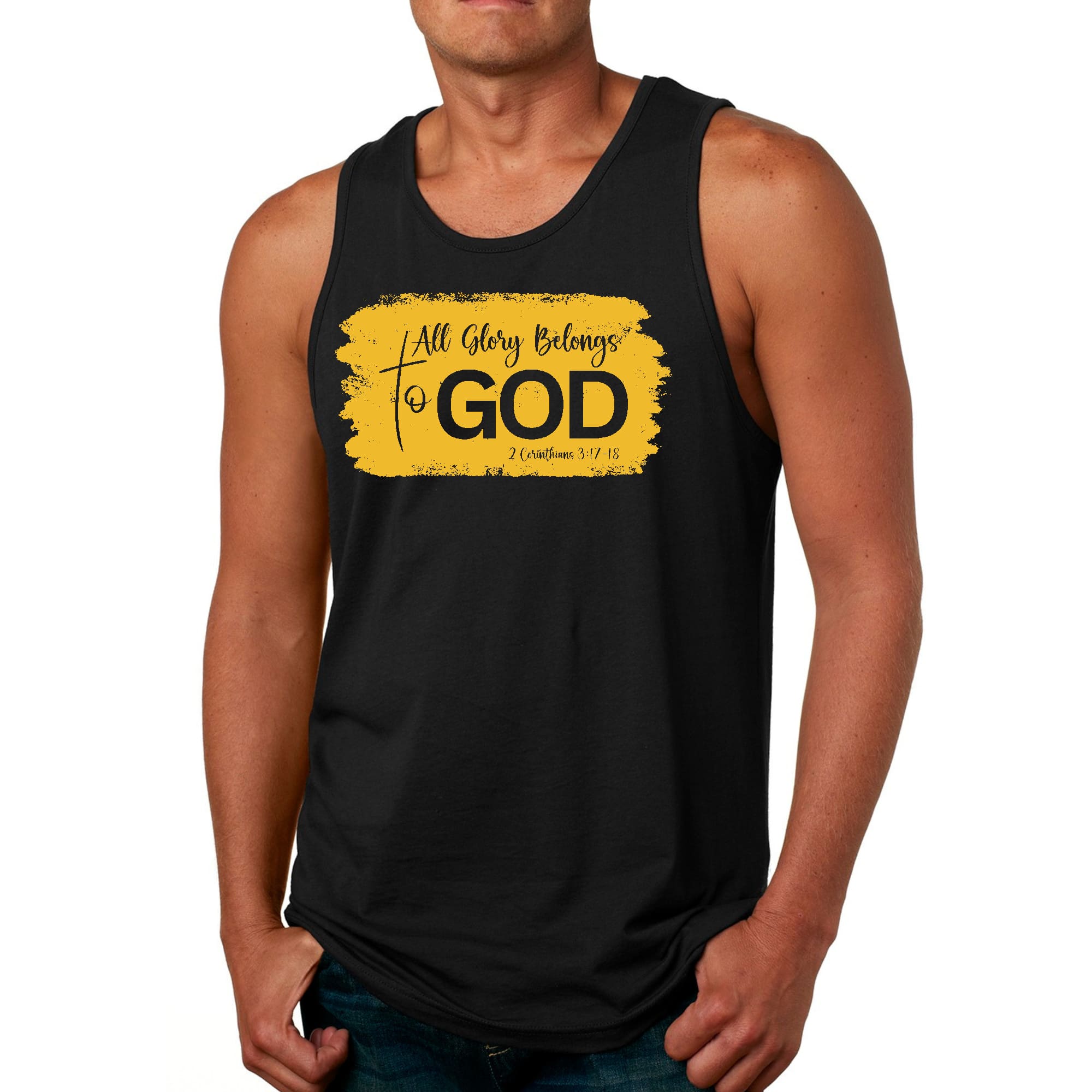 Mens Fitness Tank Top Graphic T-shirt All Glory Belongs to God