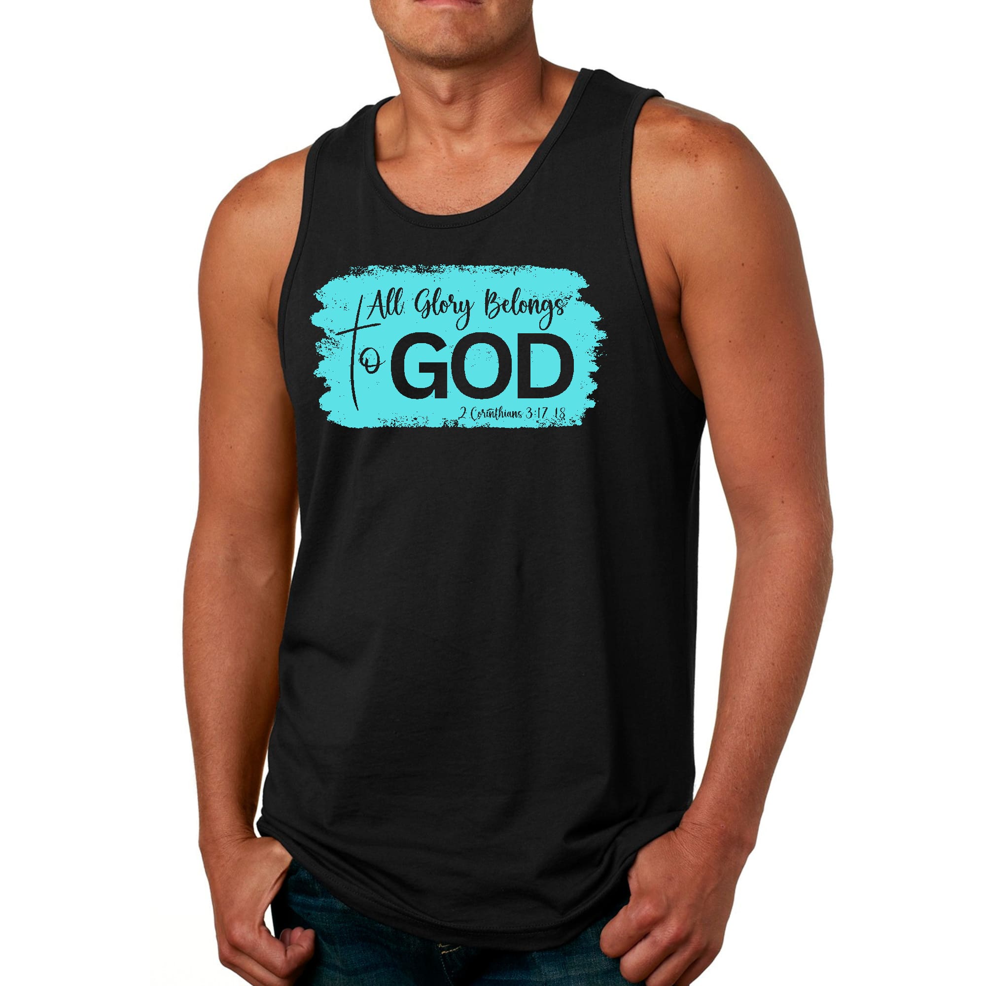 Mens Fitness Tank Top Graphic T-shirt All Glory Belongs to God