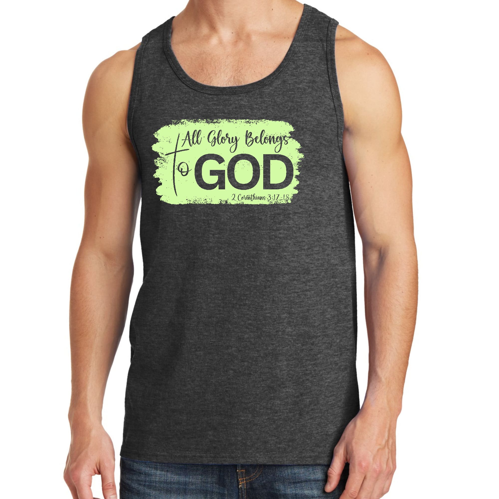Mens Fitness Tank Top Graphic T-shirt All Glory Belongs to God