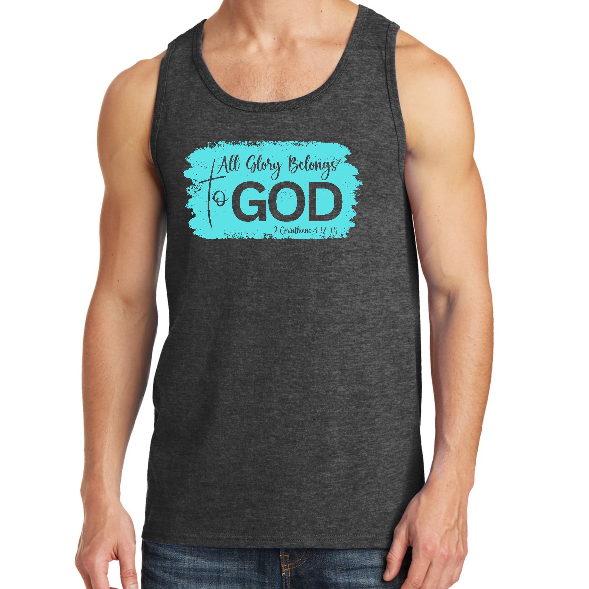Mens Fitness Tank Top Graphic T-shirt All Glory Belongs to God