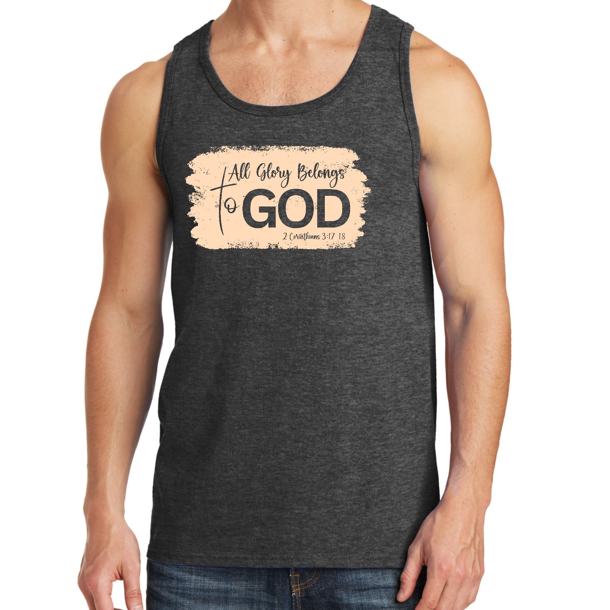 Mens Fitness Tank Top Graphic T-shirt All Glory Belongs to God
