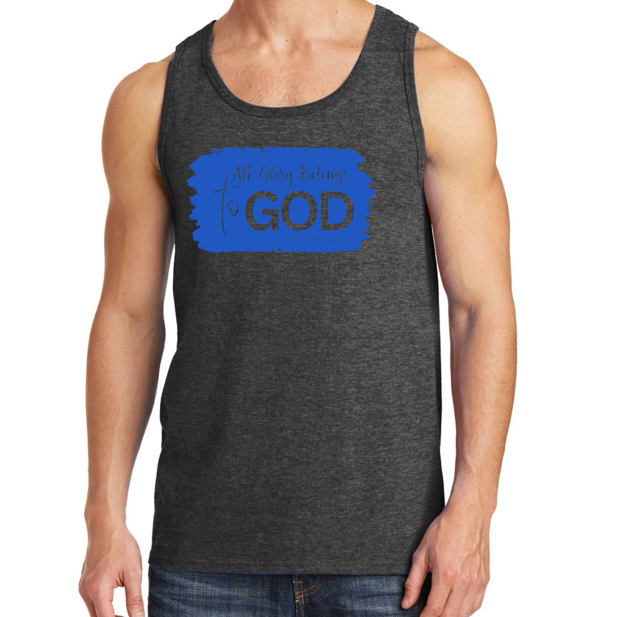 Mens Fitness Tank Top Graphic T-shirt All Glory Belongs to God
