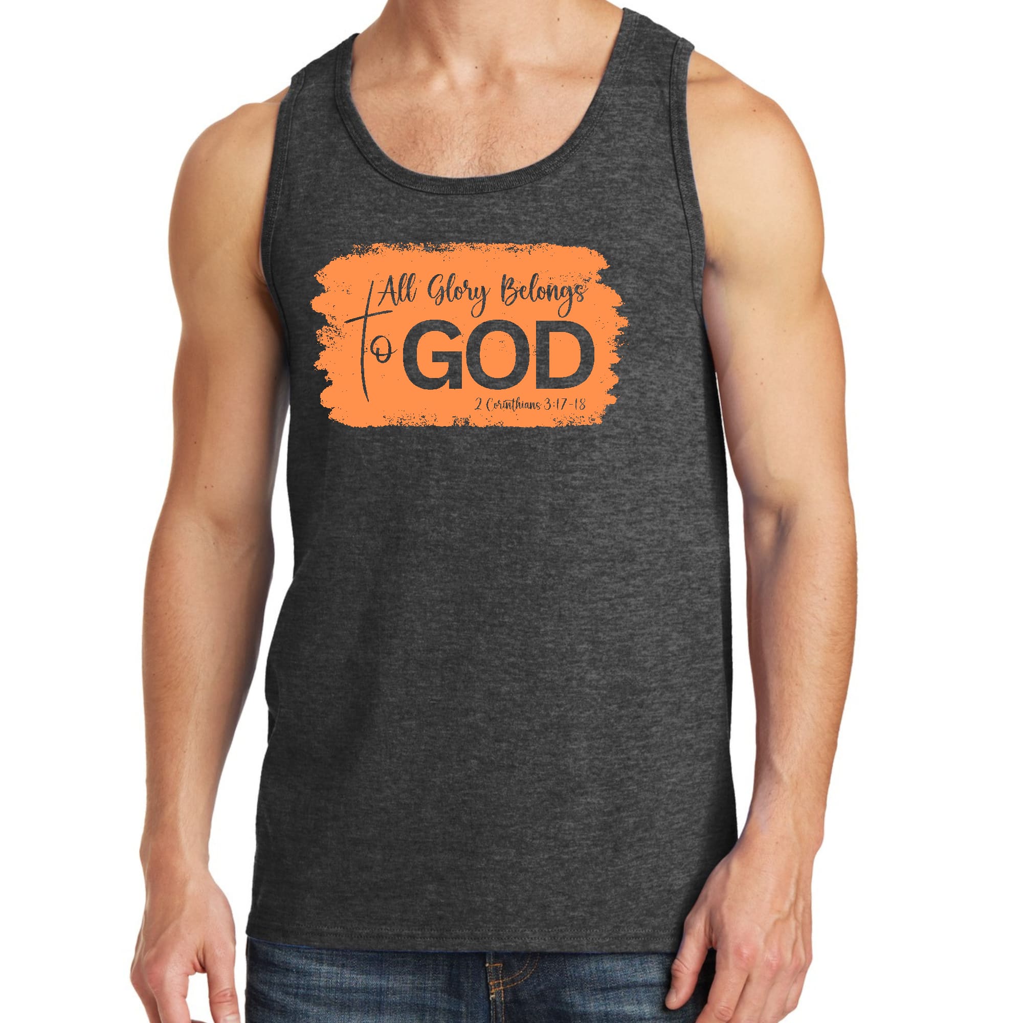 Mens Fitness Tank Top Graphic T-shirt All Glory Belongs to God
