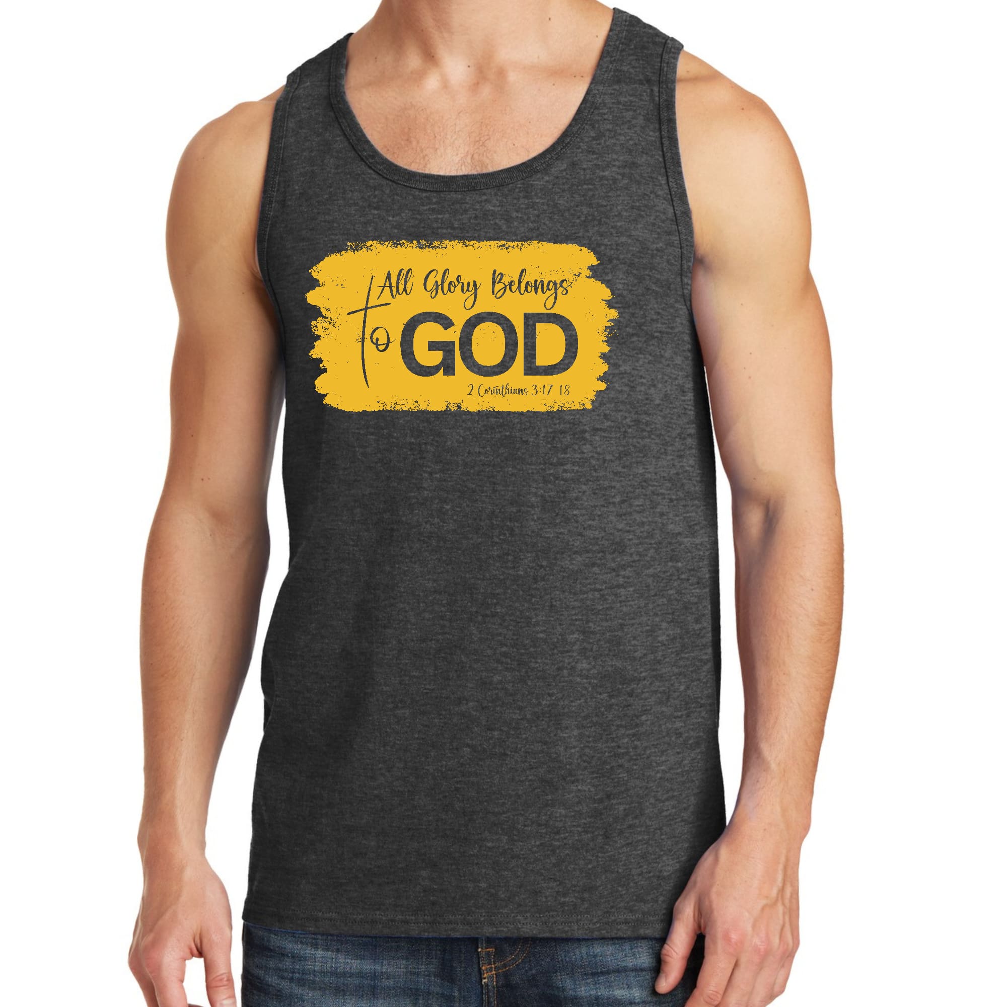 Mens Fitness Tank Top Graphic T-shirt All Glory Belongs to God