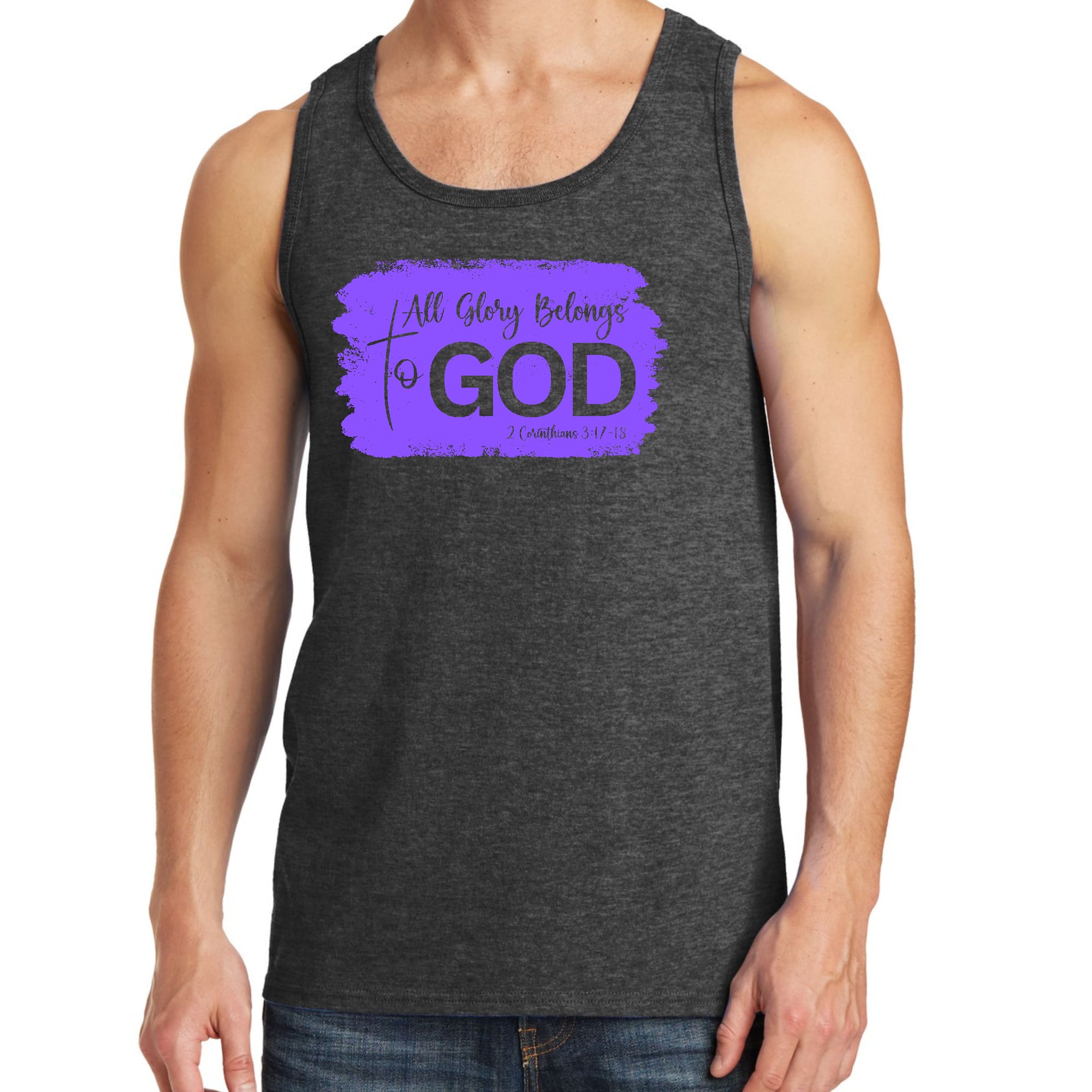 Mens Fitness Tank Top Graphic T-shirt All Glory Belongs to God