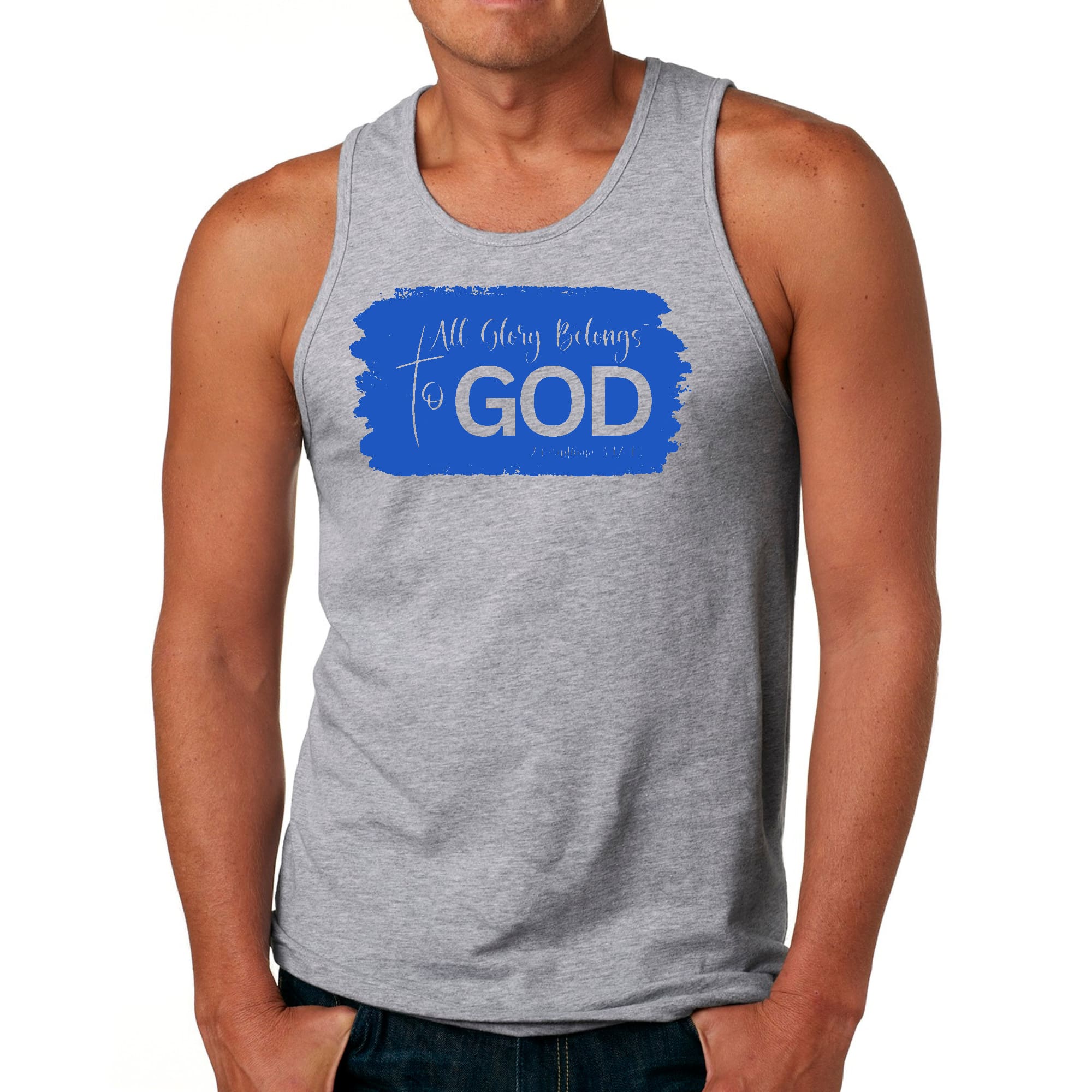 Mens Fitness Tank Top Graphic T-shirt All Glory Belongs to God