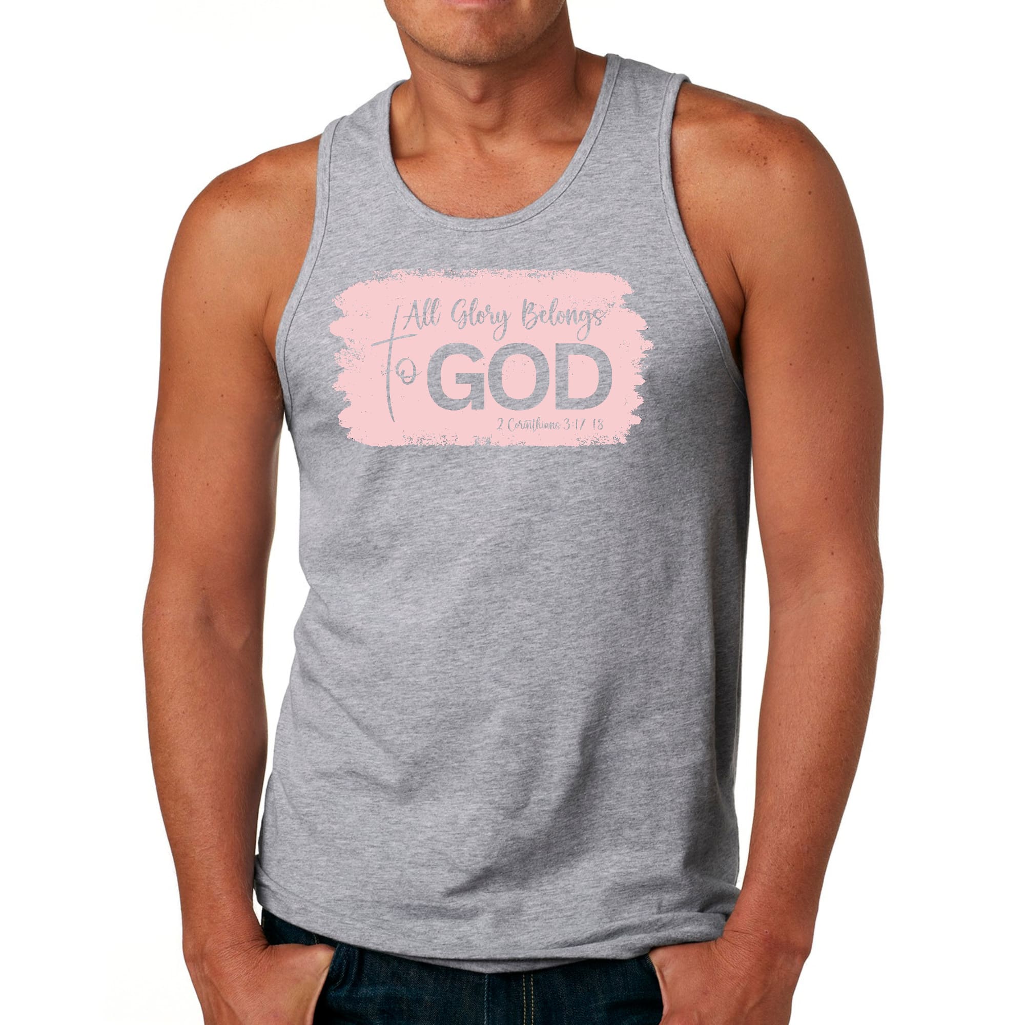 Mens Fitness Tank Top Graphic T-shirt All Glory Belongs to God
