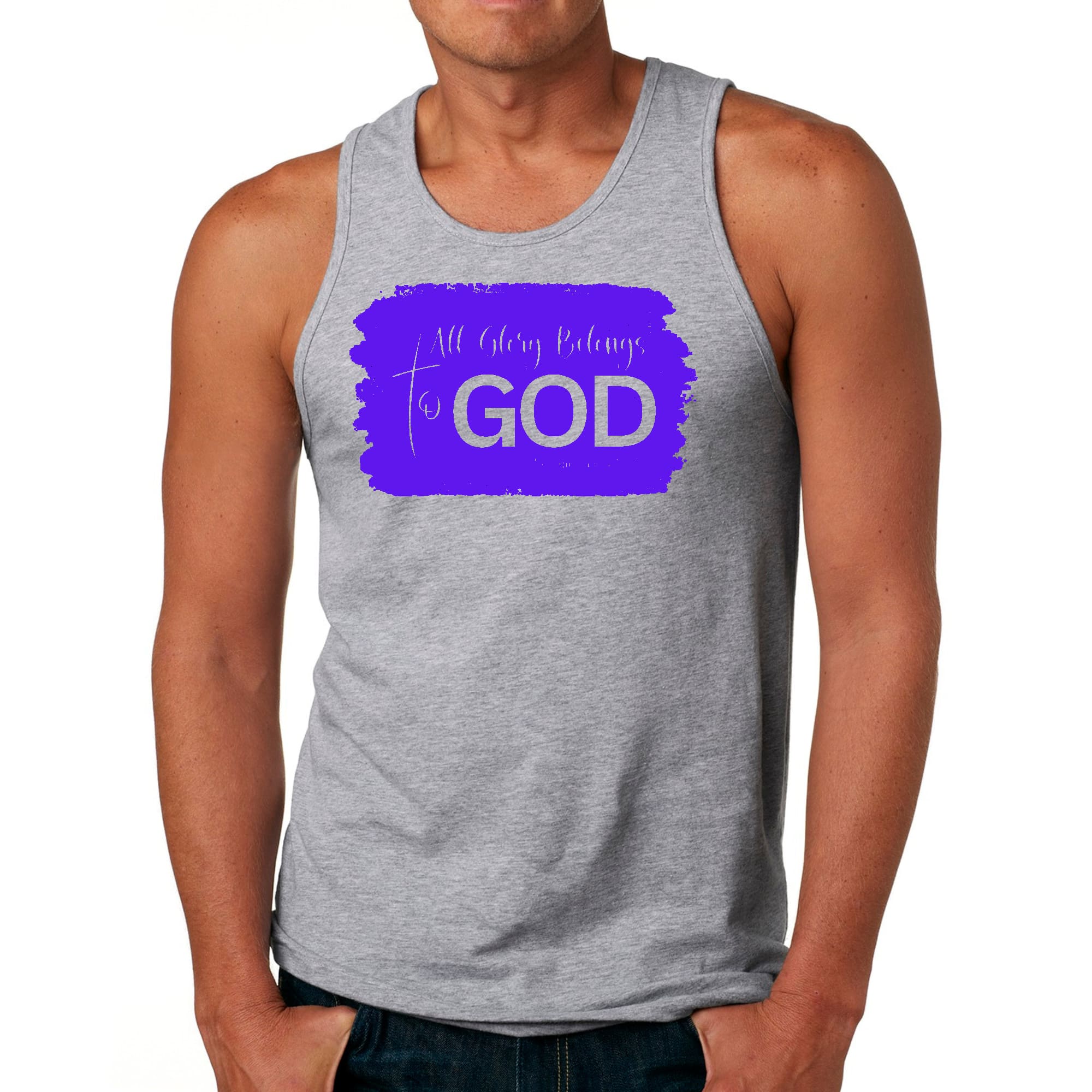 Mens Fitness Tank Top Graphic T-shirt All Glory Belongs to God
