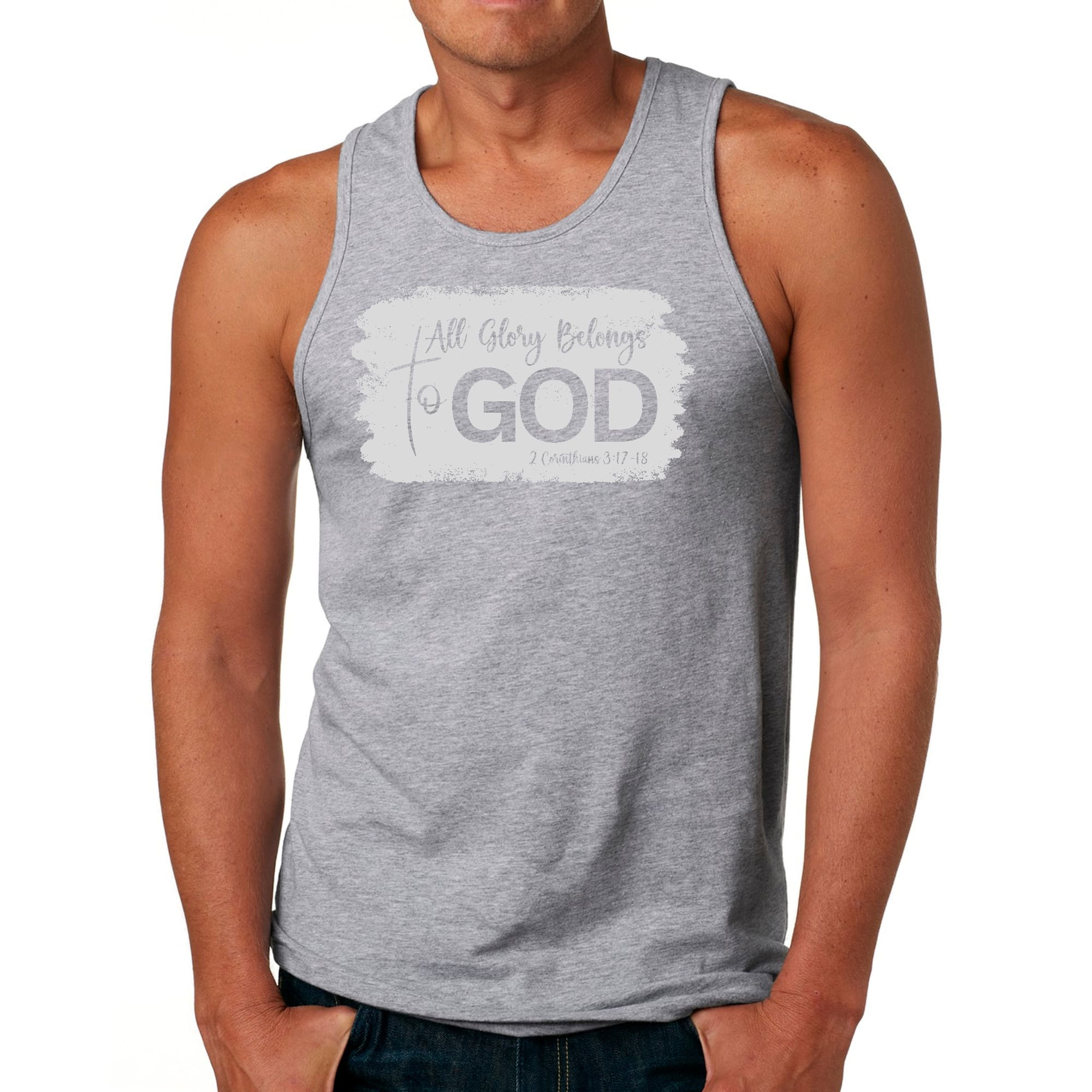 Mens Fitness Tank Top Graphic T-shirt All Glory Belongs to God