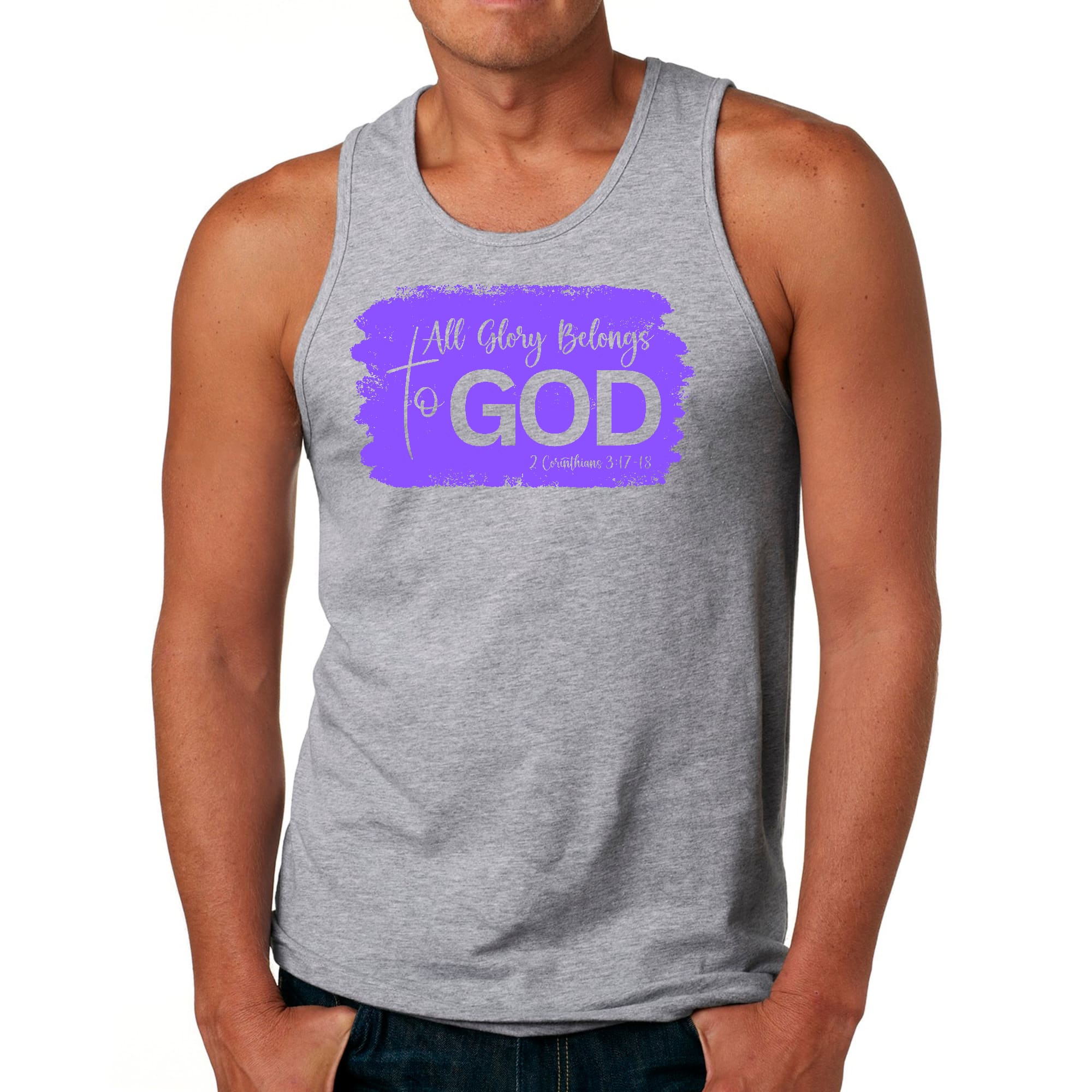 Mens Fitness Tank Top Graphic T-shirt All Glory Belongs to God
