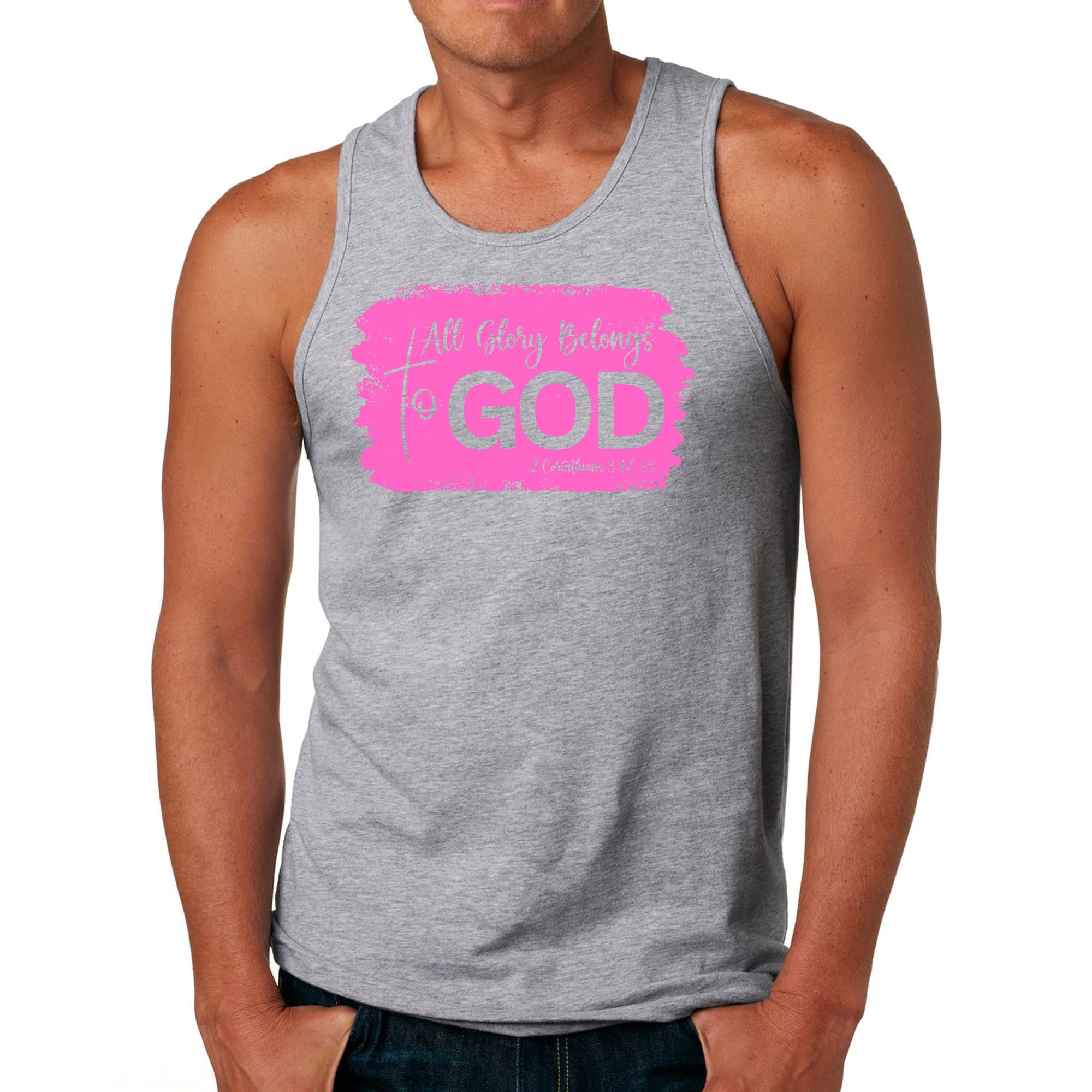 Mens Fitness Tank Top Graphic T-shirt All Glory Belongs to God