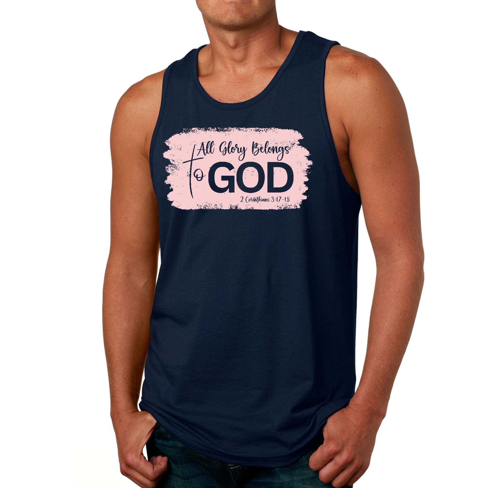 Mens Fitness Tank Top Graphic T-shirt All Glory Belongs to God