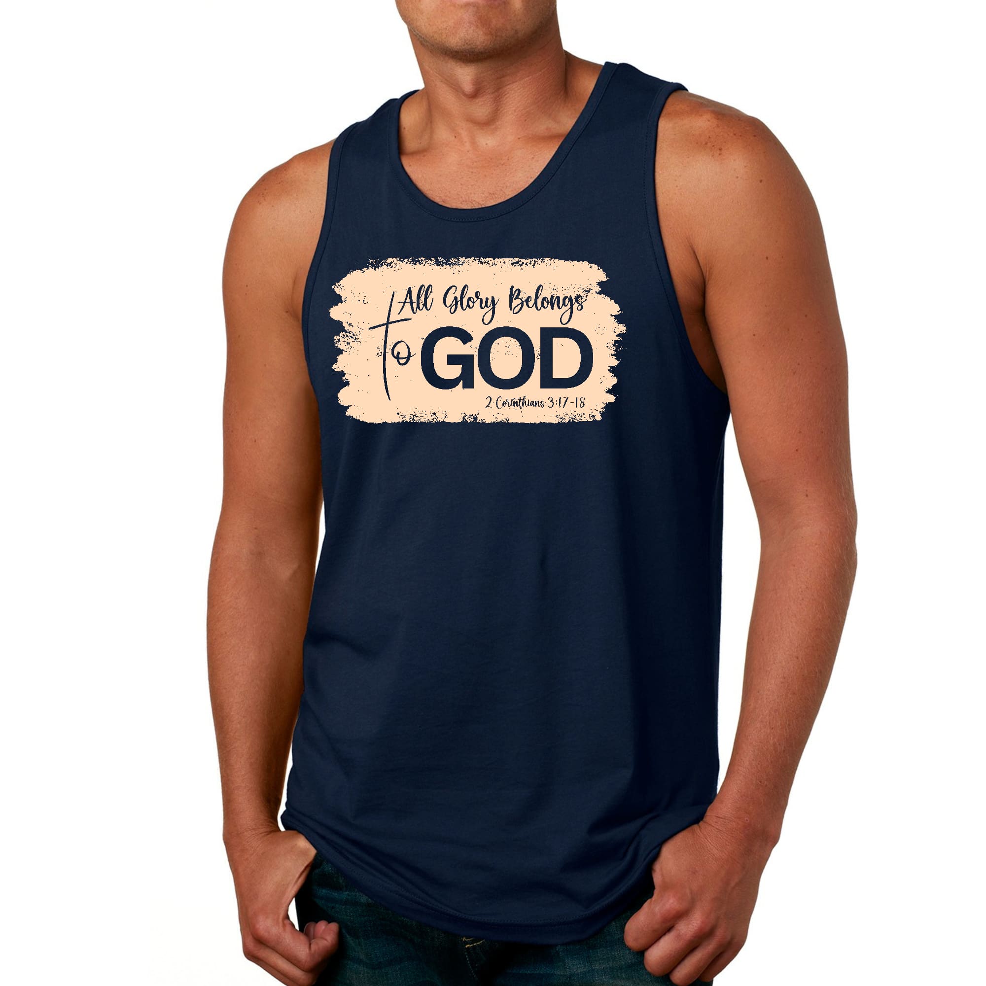 Mens Fitness Tank Top Graphic T-shirt All Glory Belongs to God