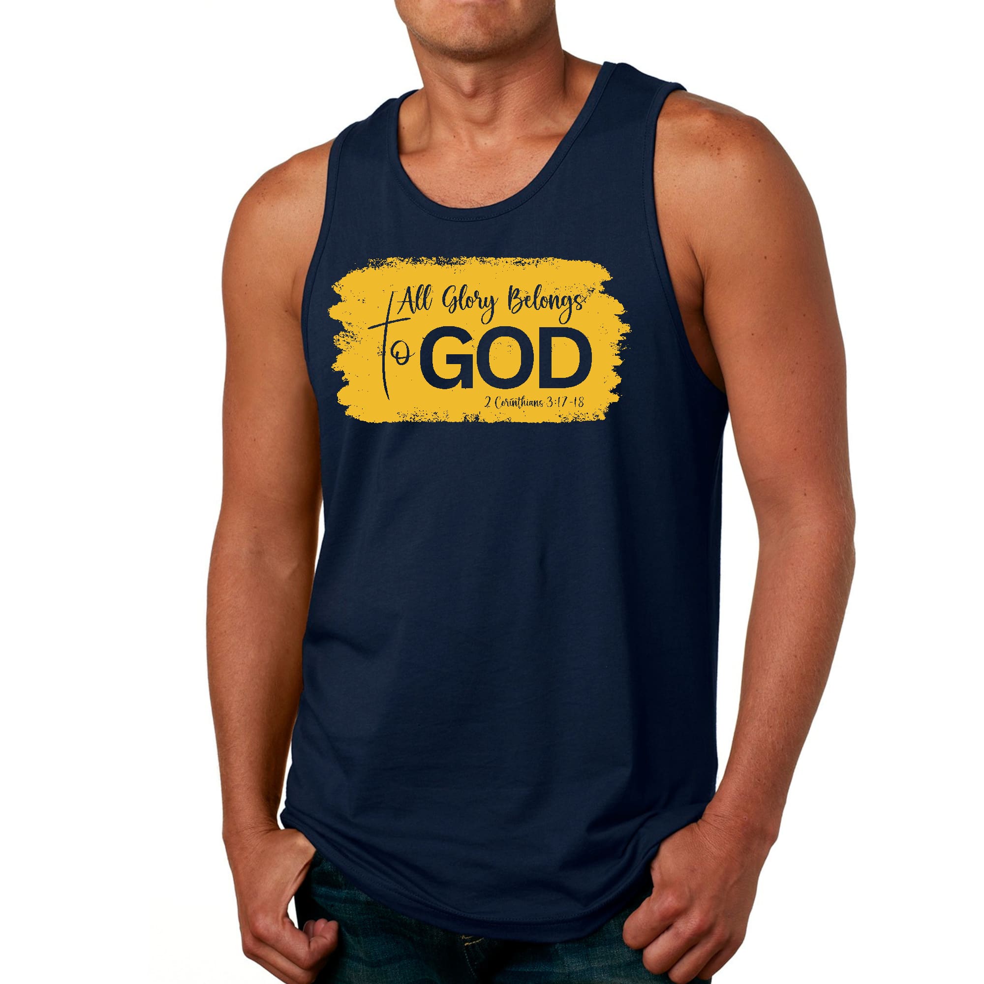 Mens Fitness Tank Top Graphic T-shirt All Glory Belongs to God