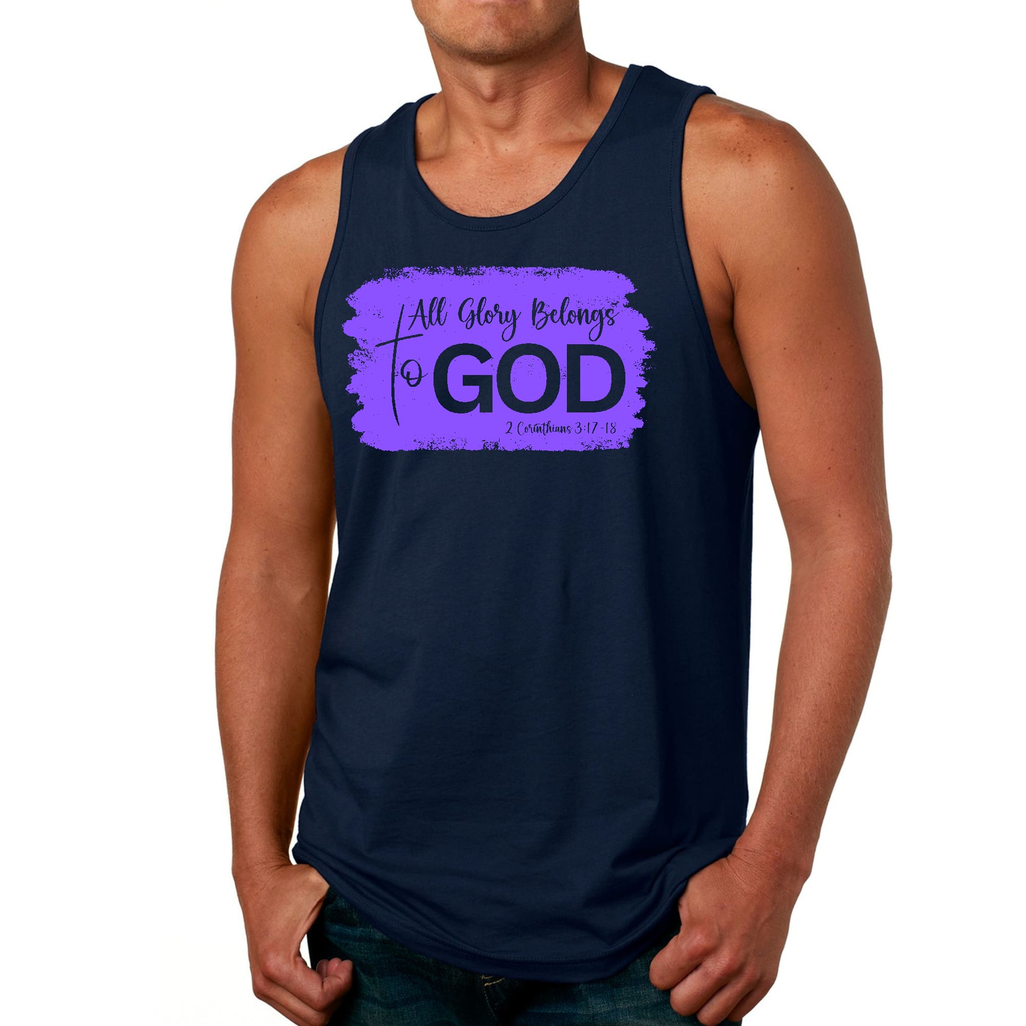 Mens Fitness Tank Top Graphic T-shirt All Glory Belongs to God