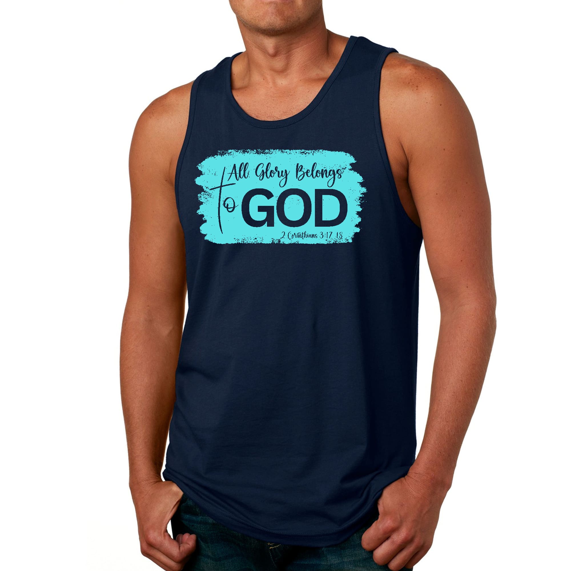 Mens Fitness Tank Top Graphic T-shirt All Glory Belongs to God