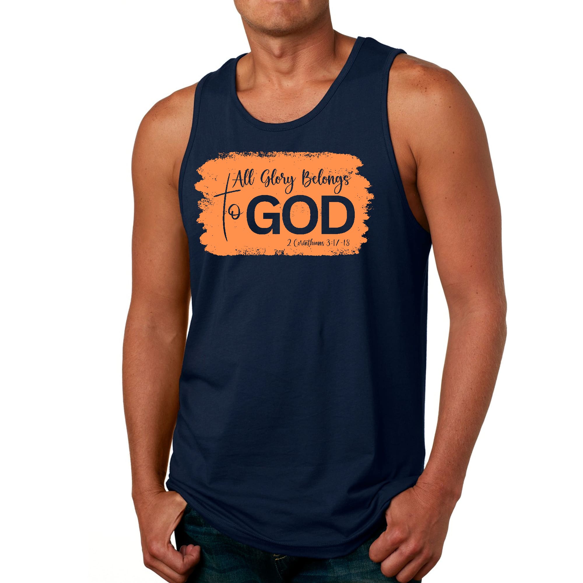 Mens Fitness Tank Top Graphic T-shirt All Glory Belongs to God