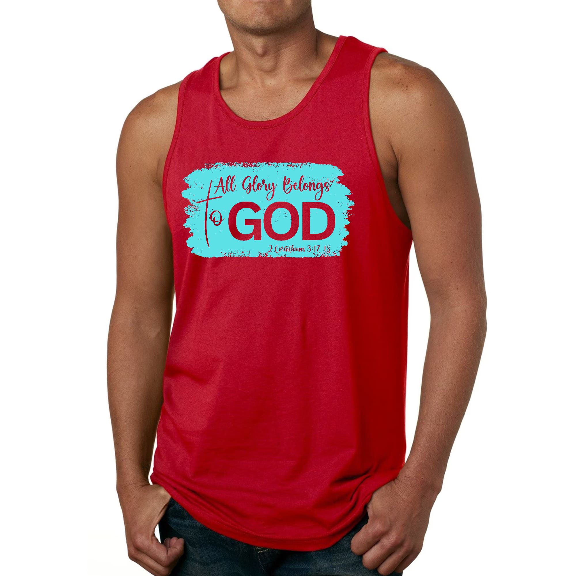 Mens Fitness Tank Top Graphic T-shirt All Glory Belongs to God