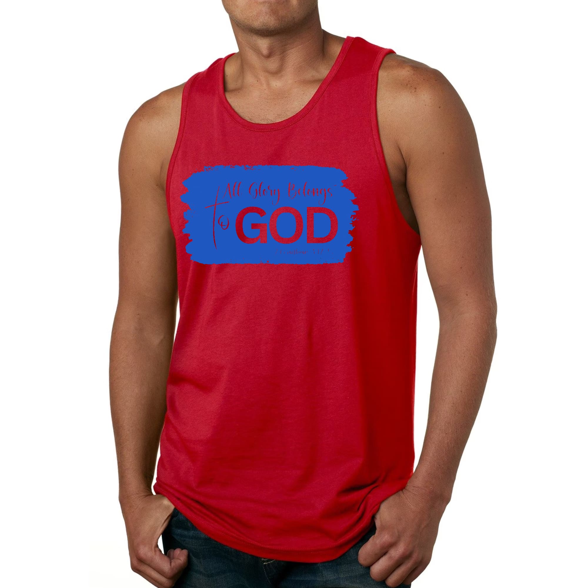 Mens Fitness Tank Top Graphic T-shirt All Glory Belongs to God