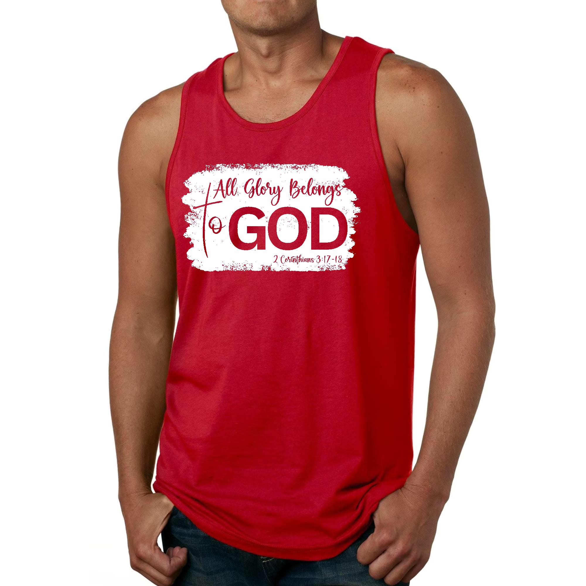 Mens Fitness Tank Top Graphic T-shirt All Glory Belongs to God