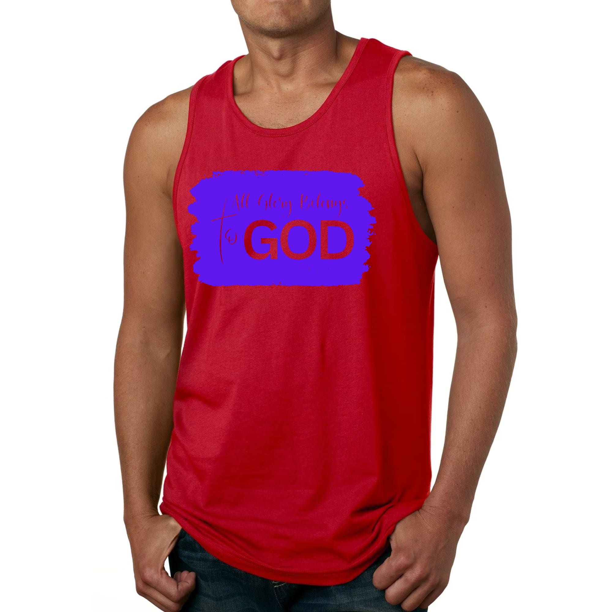 Mens Fitness Tank Top Graphic T-shirt All Glory Belongs to God