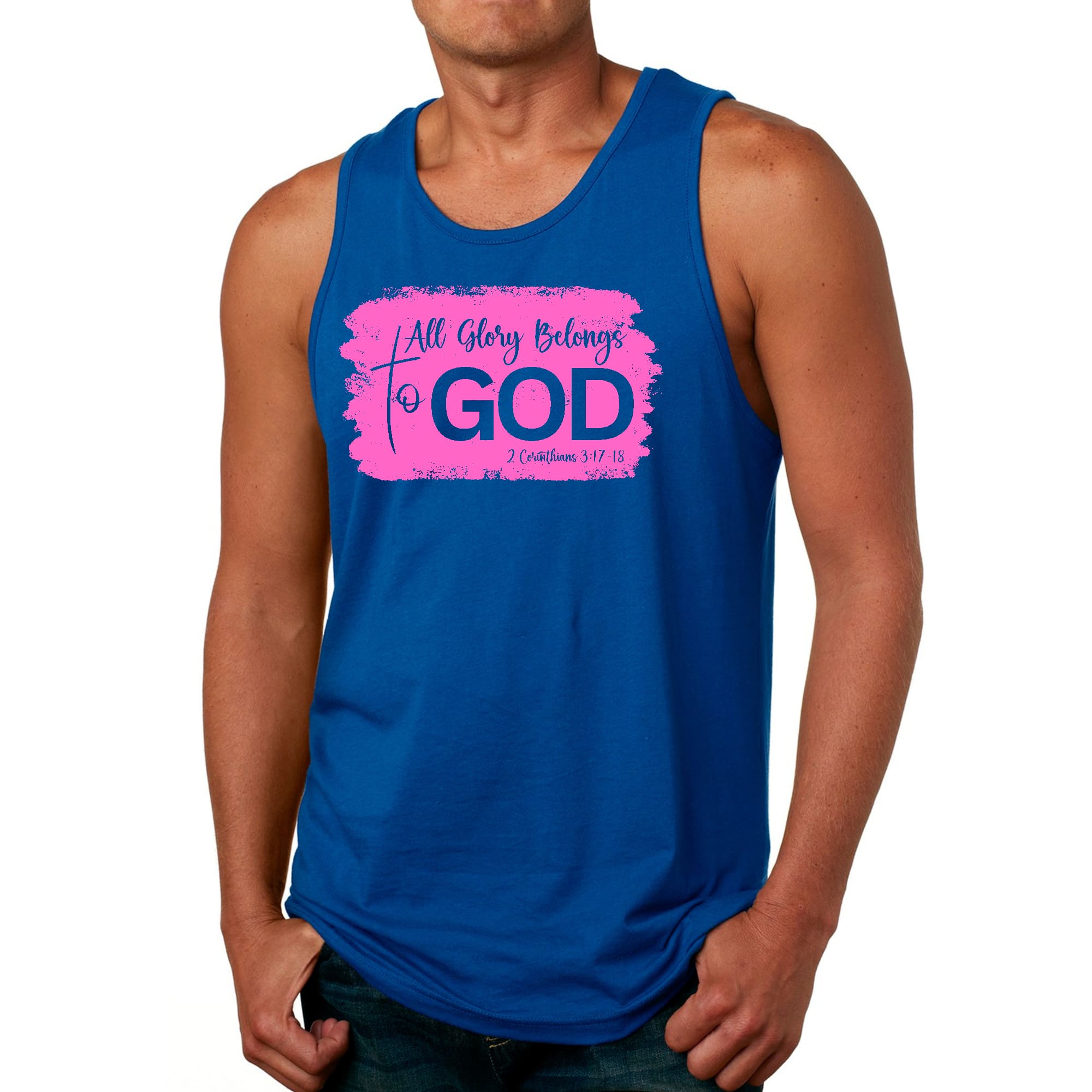 Mens Fitness Tank Top Graphic T-shirt All Glory Belongs to God