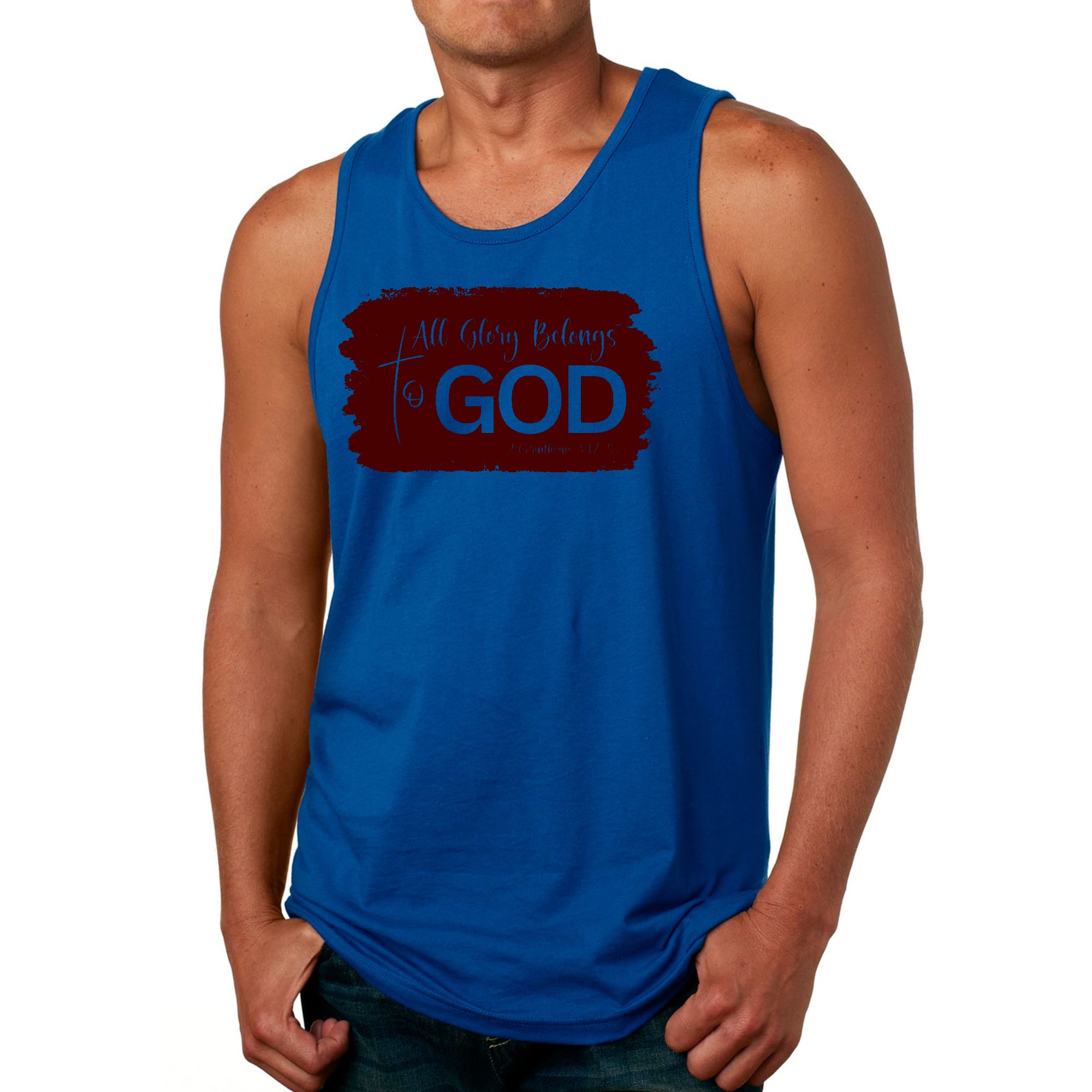 Mens Fitness Tank Top Graphic T-shirt All Glory Belongs to God